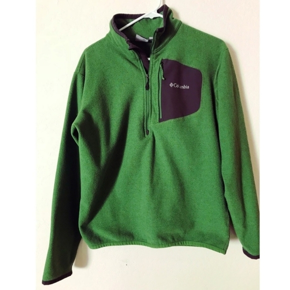 Columbia Green 1/2 Zip Pullover Omni-wick Advanced Evaporation Men's Large L EUC - Picture 1 of 8